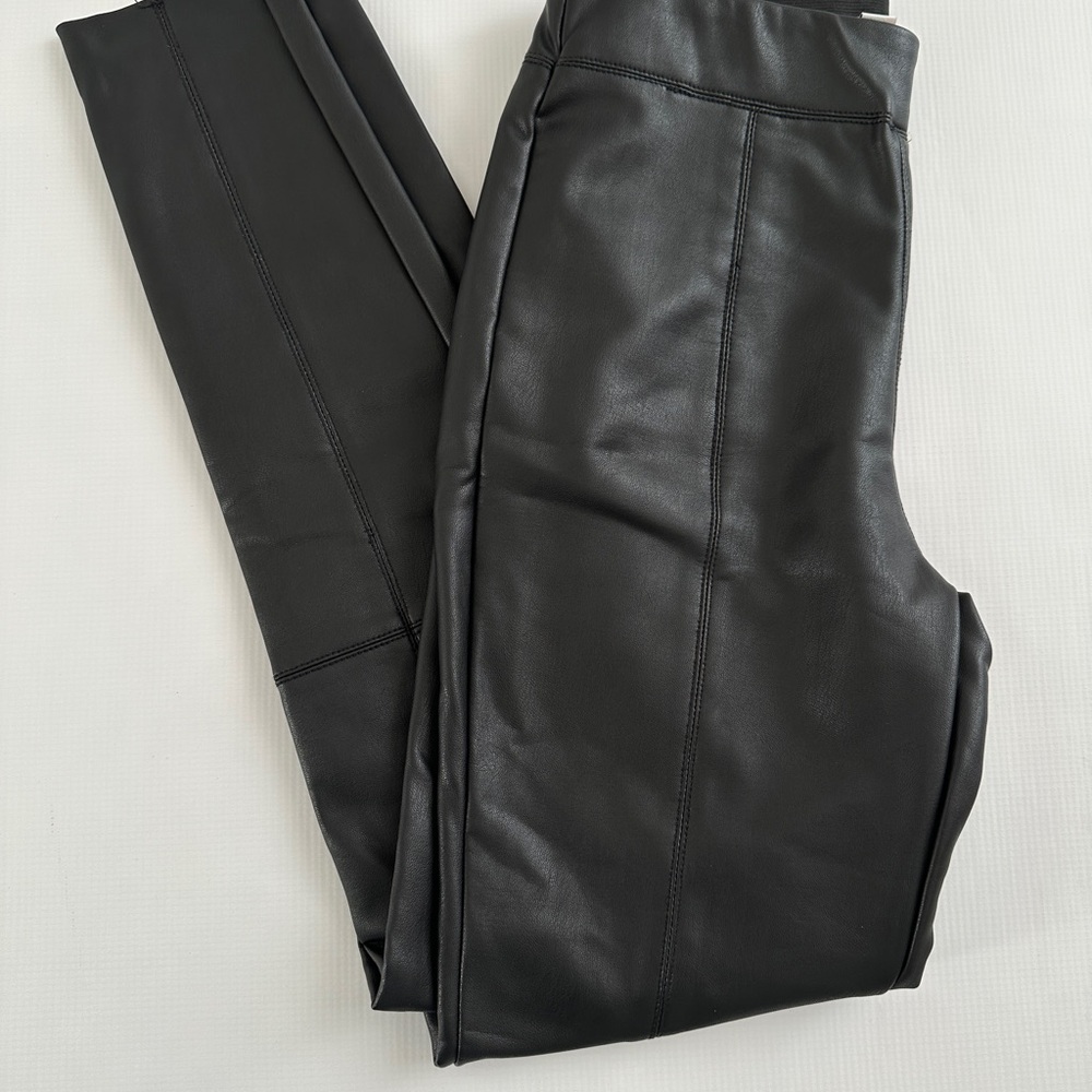 Topshop Black Faux Leather Leggings Size 2